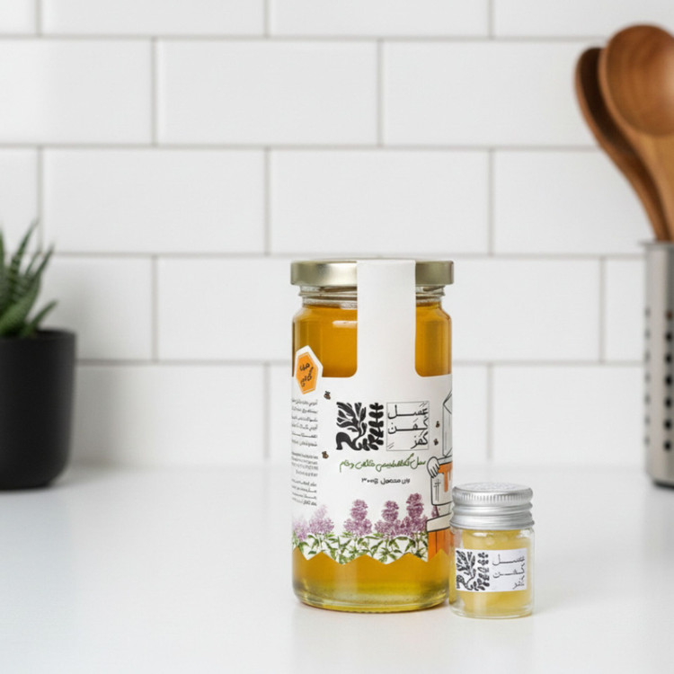 شاه عسل گون طبیعی ۳۱۰ گرمی با ۱۰ گرم ژل رویال خالص